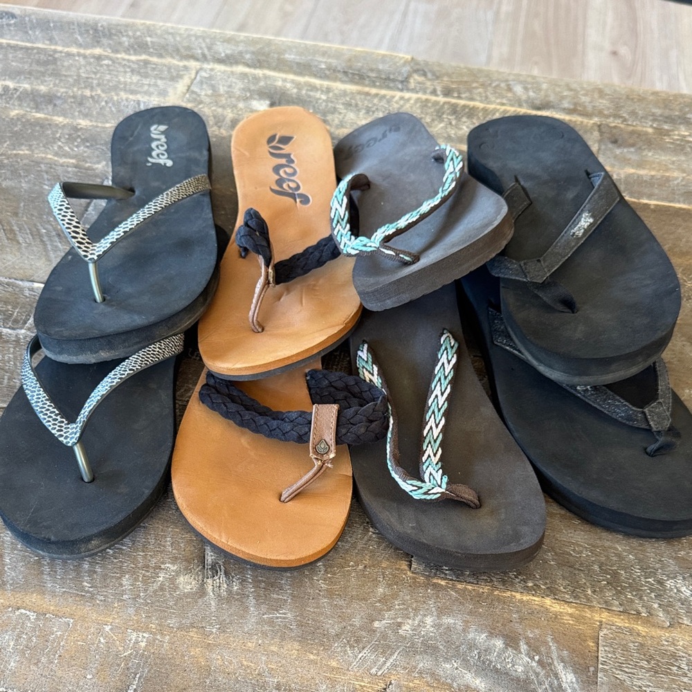 Reef Flip Flops Lot.  4 Pairs ALL size 8